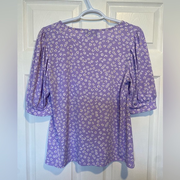 Cece Lilac Daisy Puff Sleeve Top Size Medium - Picture 5 of 6